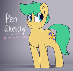 Size: 1920x1875 | Tagged: safe, artist:perezadotarts, oc, oc only, oc:pen sketchy, pony, colored, eye clipping through hair, flat colors, ponysona, simple background, smiling, solo