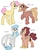 Size: 1536x2047 | Tagged: safe, artist:incendiarymoth, li'l cheese, oc, oc:mud pie, oc:pecan pie, oc:tuna pie, hippogriff, hybrid, pony, g4, the last problem, female, interspecies offspring, magical lesbian spawn, male, offspring, older, parent:cheese sandwich, parent:pinkie pie, parent:princess skystar, parents:cheesepie, parents:skypie, simple background, white background