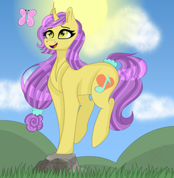 Size: 2964x3032 | Tagged: safe, artist:domina-venatricis, oc, oc only, butterfly, pony, unicorn, female, high res, mare, solo