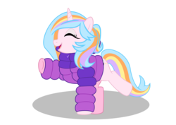 Size: 7016x4961 | Tagged: safe, artist:redfire-pony, oc, oc only, oc:oofy colorful, pony, unicorn, clothes, coat, smiling, solo, vector, winter outfit