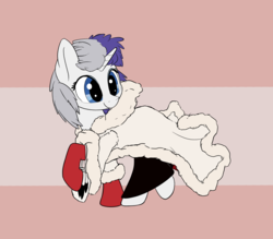 Size: 1876x1640 | Tagged: safe, artist:whiskeypanda, rarity, pony, unicorn, g4, the last problem, 101 dalmatians, alternate hairstyle, clothes, cosplay, costume, drawthread, dress, gloves, handbag, mantle, older, ponified, simple background