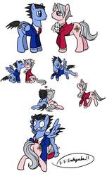 Size: 697x1146 | Tagged: safe, artist:humanoid-magpie, pony, ace attorney, anime, blushing, gay, kissing, male, miles edgeworth, phoenix wright, ponified, shipping