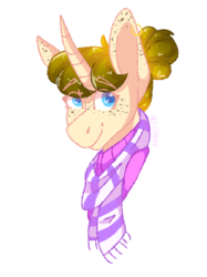 Size: 899x1200 | Tagged: safe, artist:p-kicreations, oc, oc only, oc:lily, pony, unicorn, bust, clothes, female, mare, portrait, scarf, simple background, solo, transparent background