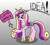 Size: 2155x1920 | Tagged: safe, artist:platinumdrop, princess cadance, alicorn, pony, g4, :3, cute, cutedance, dialogue, female, gradient background, gray background, hammer, hoof shoes, idea, magic, mare, princess of love, simple background, smiling, solo, speech, telekinesis, text, weapon