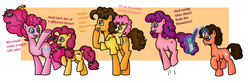 Size: 2100x700 | Tagged: safe, artist:star-charm, cheese sandwich, li'l cheese, pinkie pie, oc, oc:cherry frosting, oc:color flare, oc:sugar plum, pony, g4, the last problem, family, female, male, offspring, older, older cheese sandwich, older pinkie pie, parent:cheese sandwich, parent:pinkie pie, parents:cheesepie, ship:cheesepie, shipping, straight