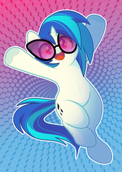 Size: 1336x1884 | Tagged: safe, artist:nemovonsilver, dj pon-3, vinyl scratch, pony, unicorn, g4, cute, cutie mark, female, happy, open mouth, solo, sunglasses, vinylbetes