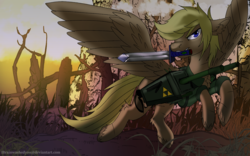 Size: 1920x1200 | Tagged: safe, artist:brainiac, oc, oc only, oc:winds requiem, pegasus, pony, fallout equestria, bottomless, clothes, crossover, link, male, nintendo, partial nudity, solo, stallion, the legend of zelda, video game