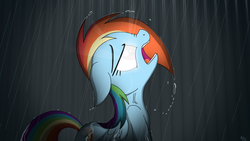 Size: 3840x2160 | Tagged: safe, artist:hydrusbeta, rainbow dash, pegasus, pony, fanfic:harmony theory, g4, fanfic art, female, glowing eyes, harmony theory, high res, mare, rain, screaming, solo, wet