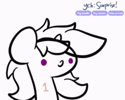 Size: 1920x1536 | Tagged: safe, artist:php142, oc, oc only, oc:purple flix, pony, airhorn, animated, blob, commission, gif, male, monochrome, simple background, white background, ych sketch, your character here