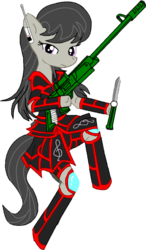 Size: 1028x1766 | Tagged: safe, alternate version, artist:avchonline, octavia melody, earth pony, pony, semi-anthro, g4, armor, crossover, female, gun, knife, simple background, solo, starcraft 2, transparent background, weapon
