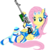 Size: 1366x1432 | Tagged: safe, alternate version, artist:avchonline, fluttershy, pegasus, pony, semi-anthro, g4, anatomically incorrect, armor, black and white, cutie mark, female, grayscale, gun, headset, hooves, incorrect leg anatomy, lying down, mare, monochrome, optical sight, pose, rifle, simple background, sitting, smiling, sniper rifle, solo, starcraft 2, transparent background, weapon, wings