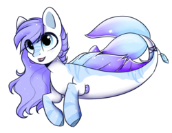 Size: 1376x1063 | Tagged: safe, artist:cloud-fly, oc, oc only, oc:zelda, merpony, original species, female, seafin, simple background, solo, transparent background, white outline