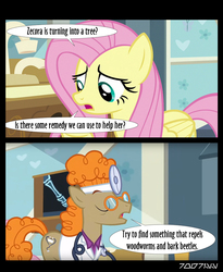 Size: 640x781 | Tagged: safe, edit, edited screencap, editor:teren rogriss, screencap, doctor muffin top, fluttershy, earth pony, pegasus, pony, a health of information, g4, stethoscope