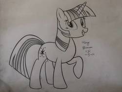 Size: 960x720 | Tagged: safe, artist:henry forewen, twilight sparkle, pony, g4, female, monochrome, sketch, solo, traditional art