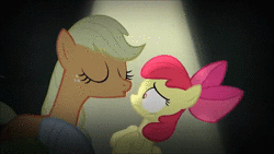 Size: 1280x720 | Tagged: safe, screencap, apple bloom, applejack, big macintosh, granny smith, earth pony, pony, bloom & gloom, g4, animated, apple family, applejack's hat, cowboy hat, deep voice, female, female voice, filly, hat, male, male voice, mare, nightmare, nope, sound, stallion, voice swap, webm