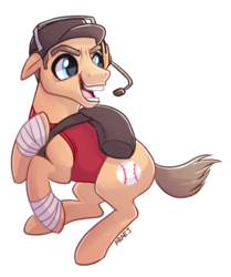 Size: 754x900 | Tagged: safe, artist:vampireselene13, earth pony, pony, ponified, scout (tf2), team fortress 2, video game