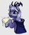 Size: 403x487 | Tagged: safe, artist:magicstarfriends, pony, aaravos, anime, blue sclera, book, cloak, clothes, colored sclera, gray background, horns, male, ponified, simple background, solo, stallion, startouch elf, the dragon prince, yellow eyes