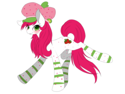Size: 2256x1700 | Tagged: safe, artist:mizu-kumi, earth pony, pony, clothes, crossover, female, hat, mare, ponified, socks, stockings, strawberry shortcake, strawberry shortcake (character), thigh highs