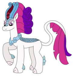 Size: 2369x2448 | Tagged: safe, artist:supahdonarudo, queen novo, kirin, series:novoember, g4, my little pony: the movie, curly hair, high res, kirin-ified, leonine tail, raised hoof, simple background, species swap, transparent background, x0000 milestone