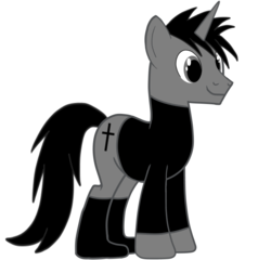 Size: 913x875 | Tagged: safe, artist:ruchiyoto, oc, oc only, oc:black cross, pony, unicorn, base used, boots, clothes, crucifix, edgy, jacket, male, shoes, simple background, smiling, solo, stallion, standing, white background