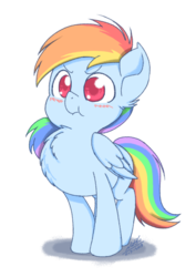 Size: 867x1225 | Tagged: safe, artist:natsu714, rainbow dash, pegasus, pony, g4, :t, angry, behaving like a bird, blushing, chest fluff, cute, dashabetes, ear fluff, female, filly, filly rainbow dash, simple background, solo, transparent background, younger