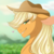 Size: 978x980 | Tagged: safe, artist:scarletsfeed, applejack, earth pony, pony, g4, bedroom eyes, bust, cute, digital art, female, floating heart, grin, heart, jackabetes, mare, portrait, profile, smiling, solo