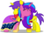 Size: 8000x6116 | Tagged: safe, artist:fruft, oc, oc:melody aurora, oc:orion galaxy, alicorn, pony, alicorn oc, brother and sister, clothes, dress, female, hug, male, offspring, parent:flash sentry, parent:twilight sparkle, parents:flashlight, royalty, siblings, vector