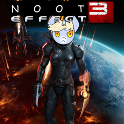 Size: 900x900 | Tagged: safe, artist:dazzlingflash, oc, oc only, oc:nootaz, unicorn, anthro, angry, armor, earth, gradient eyes, gun, mass effect, mass effect 3, meme, n7 day, nootvember, nootvember 2019, omni-blade, omni-tool, reapers, weapon