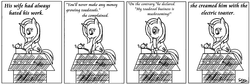 Size: 2879x964 | Tagged: safe, artist:avchonline, trixie, pony, unicorn, g4, comic, crossover, female, mare, monochrome, peanuts, peanuts (comic), pun, sitting, snoopy, solo, typewriter, typing, writing