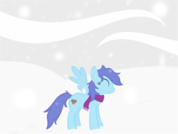 Size: 2384x1805 | Tagged: safe, artist:oceanbreezebrony, blue october, blueberry muffin, pegasus, pony, g4, clothes, female, mare, scarf, show accurate, snow, solo
