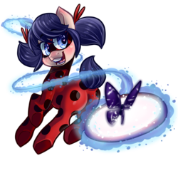 Size: 700x700 | Tagged: safe, artist:mc10215, pony, unicorn, akuma, clothes, costume, crossover, female, ladybug (miraculous ladybug), mare, miraculous ladybug, ponified, simple background, solo, transparent background