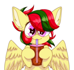 Size: 3353x3200 | Tagged: safe, artist:tuzz-arts, oc, oc only, oc:attraction, pegasus, pony, drink, drinking, drinking straw, heart eyes, high res, solo, sweet tea, wingding eyes, wings