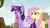 Size: 1920x1080 | Tagged: safe, screencap, fluttershy, twilight sparkle, alicorn, pony, g4, growing up is hard to do, my little pony: friendship is magic, duo, flower, lidded eyes, magic, saddle bag, twilight sparkle (alicorn), wishing flower