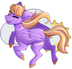 Size: 1000x960 | Tagged: safe, artist:cinnamonsparx, cloud kicker, pegasus, pony, g4, female, one eye closed, simple background, solo, transparent background, wink