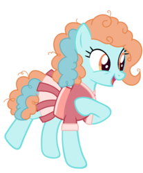 Size: 1133x1369 | Tagged: safe, artist:pegasski, artist:rukemon, oc, oc only, oc:swift-steps, earth pony, pony, icey-verse, g4, base used, cheerleader, cheerleader outfit, clothes, cute, female, magical lesbian spawn, mare, messy mane, offspring, open mouth, parent:lighthoof, parent:shimmy shake, parents:shimmyhoof, pleated skirt, raised hoof, raised leg, shirt, simple background, skirt, solo, transparent background