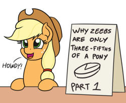 Size: 1100x900 | Tagged: safe, artist:mkogwheel edits, edit, applejack, earth pony, pony, g4, applejack's hat, applejack's sign, bigotjack, cowboy hat, female, hat, howdy, mare, meme, mouthpiece, op is a duck, op is trying to start shit, out of character, pie chart, pony racism, racism, sign, speciesism, text, zeeb