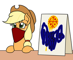 Size: 1100x900 | Tagged: safe, artist:mkogwheel edits, edit, applejack, earth pony, pony, g4, applejack's sign, chile, mapuche