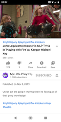 Size: 720x1440 | Tagged: dead source, safe, applejack, human, g4, official, female, irl, irl human, john leguizamo, keegan-michael key, male, photo, playing with fire, youtube, youtube channel, youtube link