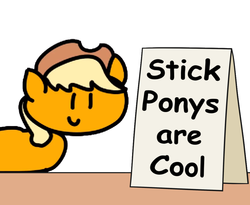 Size: 1100x900 | Tagged: safe, artist:alexskleinewelt, artist:mkogwheel edits, edit, applejack, earth pony, pony, g4, applejack's sign, bronybait, comment bait, cute, daaaaaaaaaaaw, female, howdy, jackabetes, mare, meme, sign, simple background, smiling, solo, stick pony, table, text, this meme escalated quickly, weapons-grade cute, white background