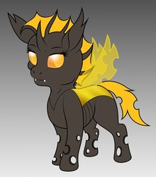 Size: 838x953 | Tagged: safe, artist:kukote, oc, changeling, changeling oc, original character do not steal, yellow changeling