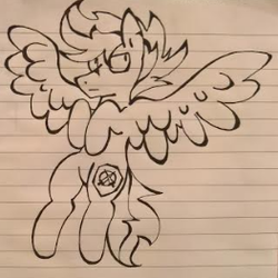 Size: 263x263 | Tagged: safe, artist:hunterthewastelander, flash sentry, pegasus, pony, g4, frown, lineart, lined paper, male, solo, spread wings, stallion, traditional art, wings