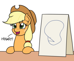 Size: 1100x900 | Tagged: safe, edit, applejack, earth pony, pony, g4, applejack's hat, applejack's sign, cowboy hat, dignity, hat, male, meme, simpsons did it, symbol, table, the simpsons