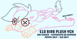 Size: 1315x675 | Tagged: safe, artist:spoopygander, oc, oc only, classical hippogriff, griffon, hippogriff, beak, button eyes, claws, commission, cute, female, hooves, leonine tail, male, paws, solo, wings, your character here