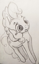 Size: 2326x3838 | Tagged: safe, artist:ponsce, pinkie pie, earth pony, pony, g4, :p, female, high res, mare, monochrome, solo, tongue out, traditional art