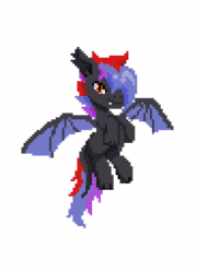 Size: 1104x1536 | Tagged: safe, artist:bitassembly, oc, oc only, oc:arkunus, dracony, dragon, hybrid, original species, pony, animated, fangs, gif, looking at you, loop, pixel art, simple background, solo, sprite, transparent background, wings
