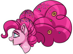 Size: 2660x1971 | Tagged: safe, artist:lrusu, pinkie pie, earth pony, pony, g4, the last problem, bust, female, mare, older, older pinkie pie, open mouth, simple background, solo, white background