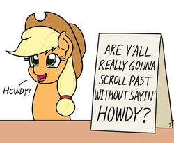 Size: 1100x900 | Tagged: safe, artist:mkogwheel edits, edit, applejack, earth pony, pony, worm, worm pony, g4, applejack's sign, appleworm, cowboy hat, female, hat, howdies in the comments, howdy, limbless, mare, meme, sign, y'all