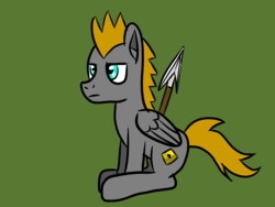 Size: 1024x768 | Tagged: safe, artist:platinumdrop, oc, oc only, oc:platinumdrop, pegasus, pony, male, simple background, solo, spear, stallion, weapon