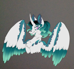 Size: 1718x1593 | Tagged: safe, artist:nightshade2004, oc, oc only, oc:aurelius, alicorn, pony, bust, male, offspring, parent:king sombra, parent:twilight sparkle, parents:twibra, portrait, solo, stallion, two toned wings, wings