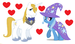 Size: 583x341 | Tagged: safe, edit, prince blueblood, trixie, pony, g4, female, male, ship:bluetrix, shipping, straight